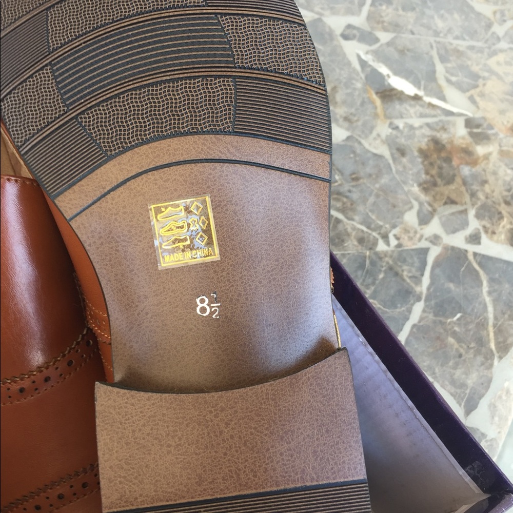 NWT Mens formal slip on leather lining cognac tan dress shoes - Picture 9 of 10